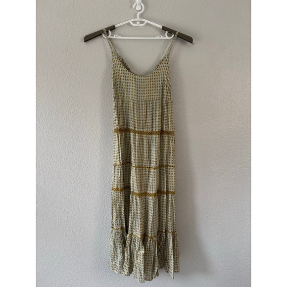 Free People Midnight Dance Maxi Dress NWT Medium Light Grey Boho Prairie Tiered - Picture 4 of 10